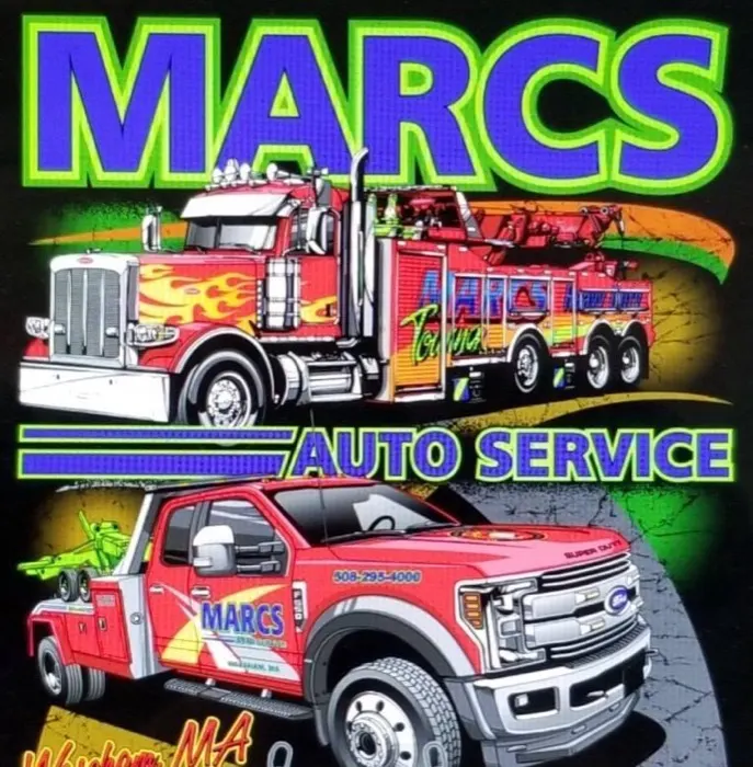 Marc's Auto Service illustrated tow truck artwork